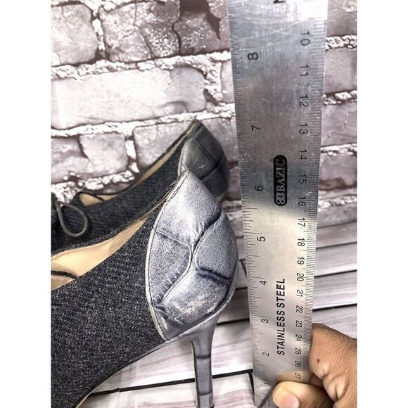 KATE SPADE Crocodile Leather & Wool Lace-Up Oxford Heels Tassels Women’s Sz 9.5B - Picture 13 of 16